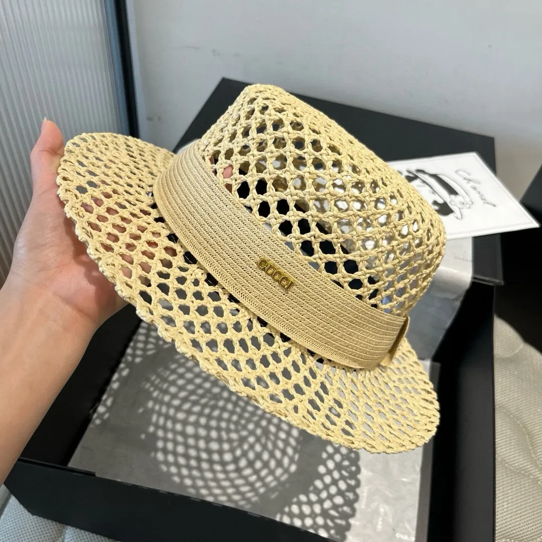 💰160¥ Gucci flat top hat, hollow sun hat, small top hat, head circumference 57cm