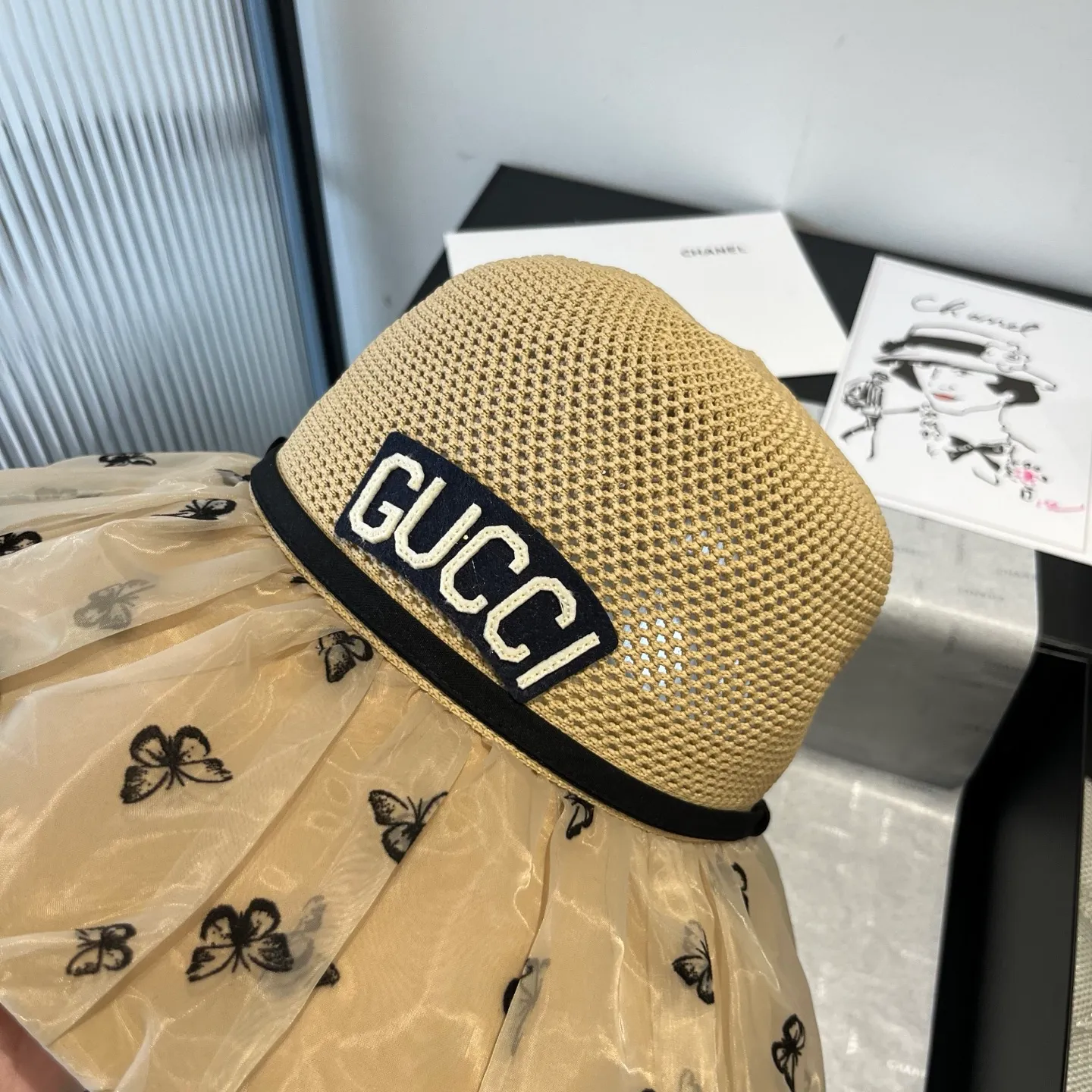 💰120¥ Gucci new lantern hat, sunshade straw hat, anti-UV brim, head circumference 57cm