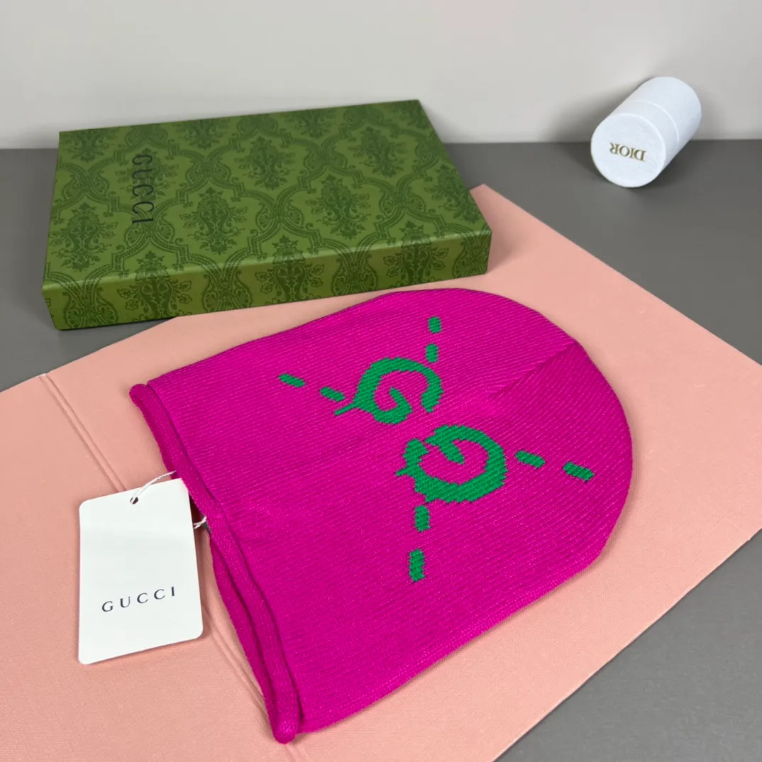 P46 with dust bag GUCCI Gucci original single hat official website new hairband decorative knitted hat, love][love] wool cashmere double-layer hat😱😘warm and fashionable, simple and elegant, more fashionable and high-end!