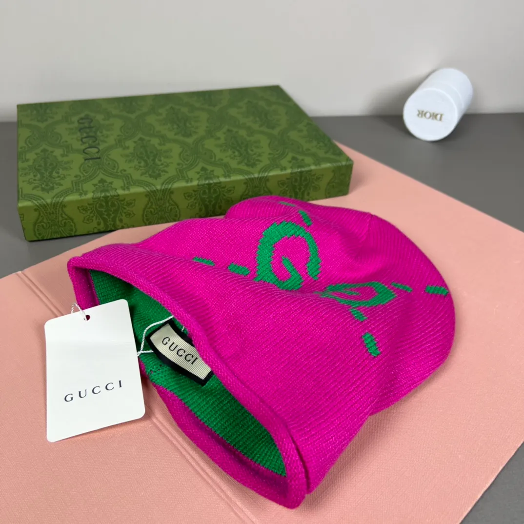 P46 with dust bag GUCCI Gucci original single hat official website new hairband decorative knitted hat, love][love] wool cashmere double-layer hat😱😘warm and fashionable, simple and elegant, more fashionable and high-end!