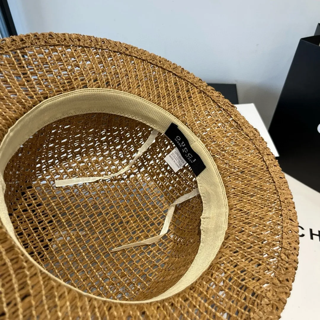 💰120¥ Gucci flat top hat, hollow sun hat, small top hat, head circumference 57cm