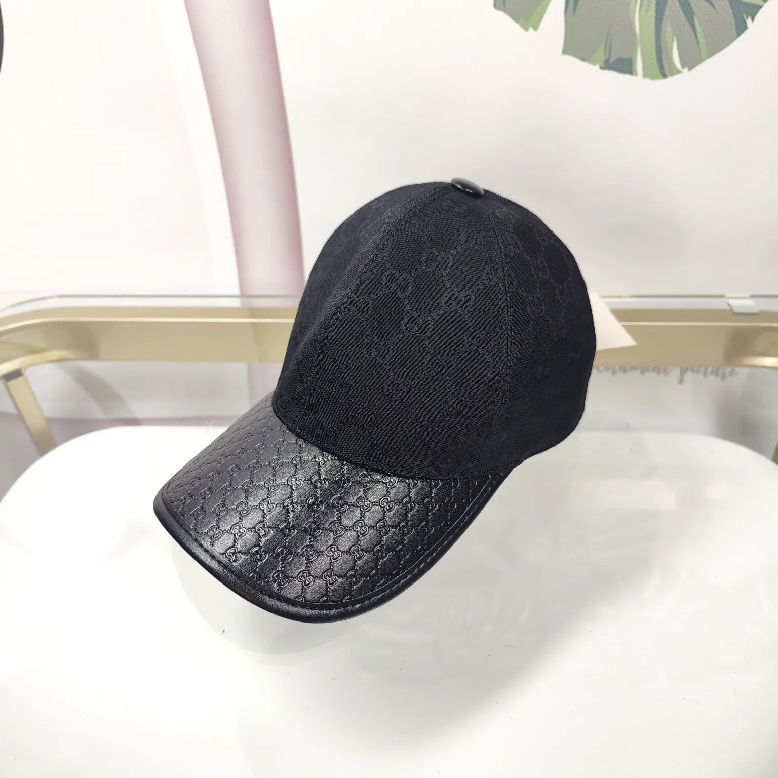 Batch 90 GUCCI--high version embossed leather face flower original single baseball cap