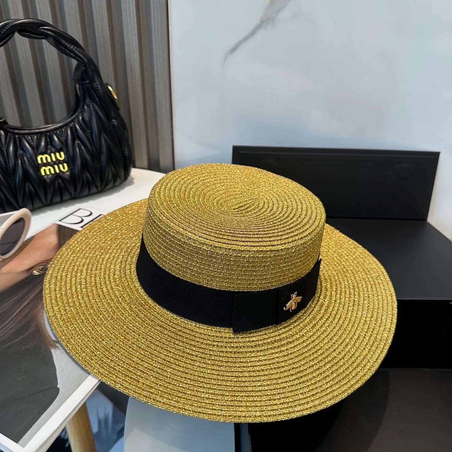 P66 Gucci new straw hat, advanced customization, lady style, attention to detail, sun protection and UV protection in summer, a must-have for travel, versatile and good-looking