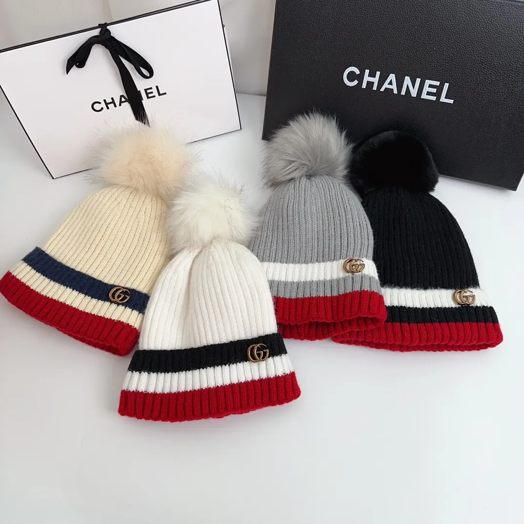 P60 official website original order original original standard official website counter synchronized quality style Gucci Gucci iron buckle wool ball plus velvet knitted hat 6 colors ready in stock