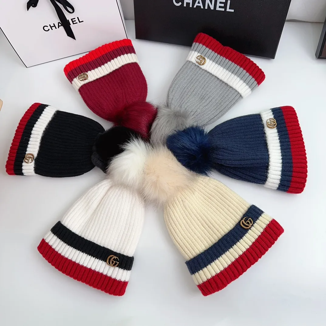 P60 official website original order original original standard official website counter synchronized quality style Gucci Gucci iron buckle wool ball plus velvet knitted hat 6 colors ready in stock