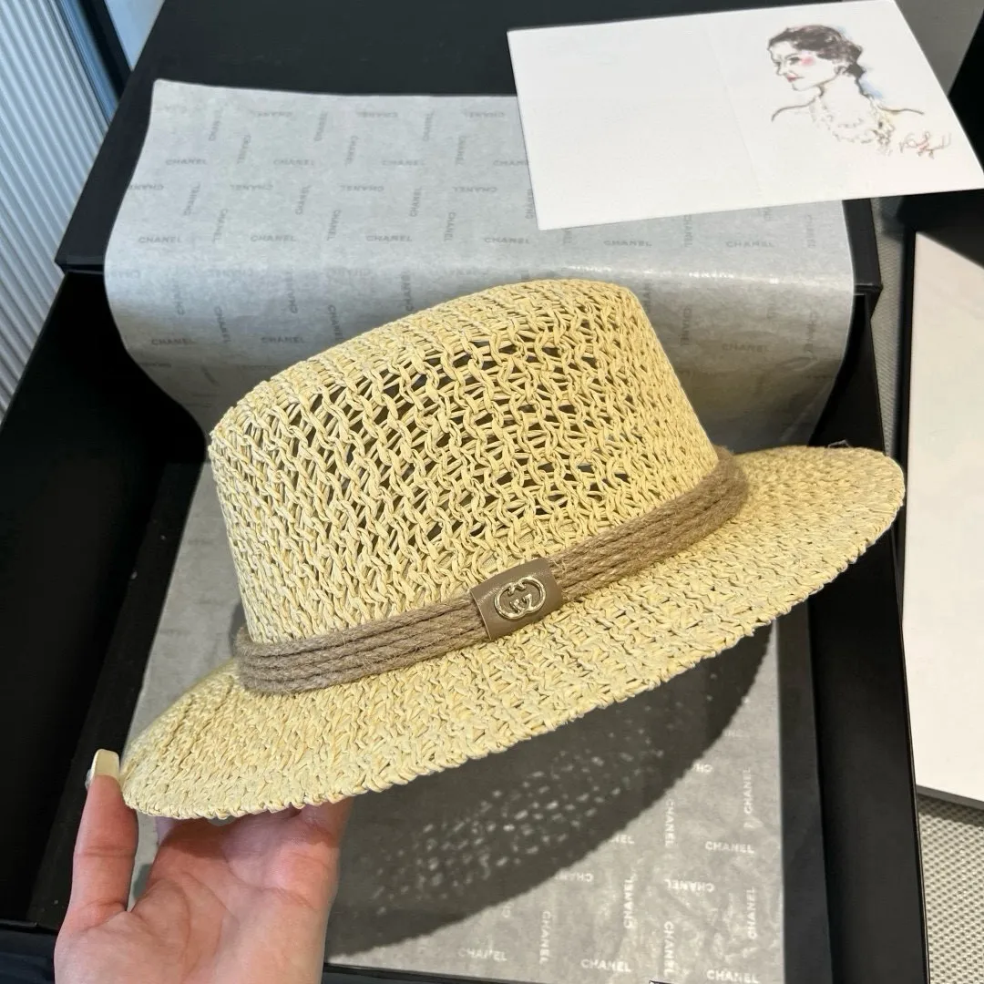 💰120¥ Gucci flat top hat, hollow sun hat, small top hat, head circumference 57cm