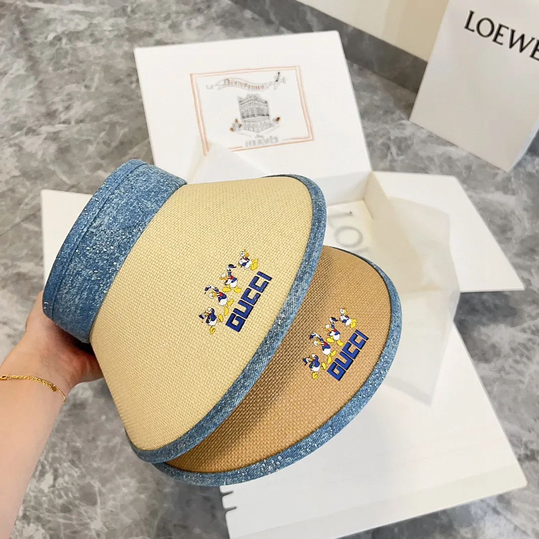 Special P90💛 Comes with dust bag [GUCCI Gucci] 2024 new summer style spliced ​​flash diamond sun visor empty top hat, versatile style for men and women ~ casual outing artifact