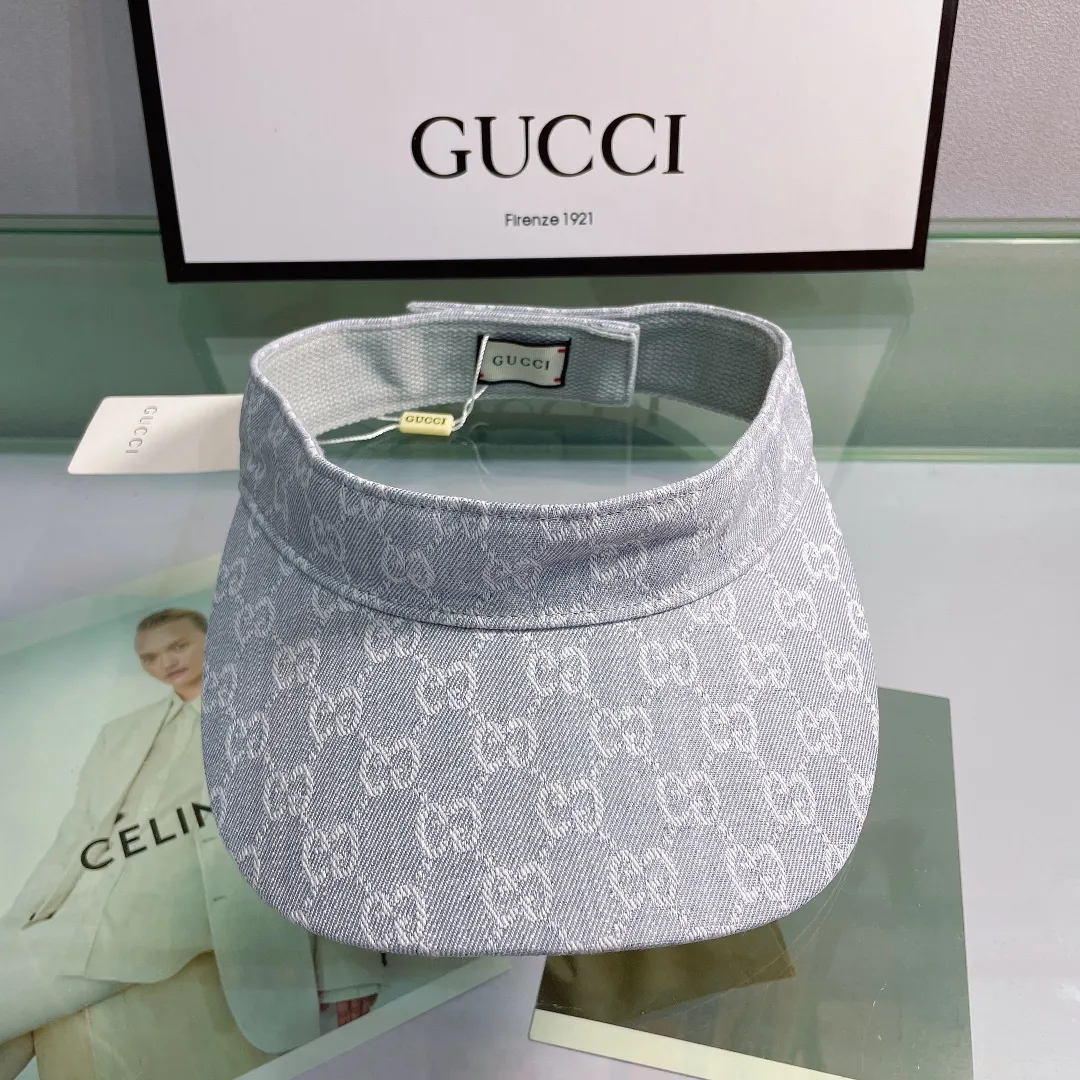 P70 Gucci new peaked cap, sun visor, empty top sun hat, super high-end, counter pattern printing, Velcro adjustment