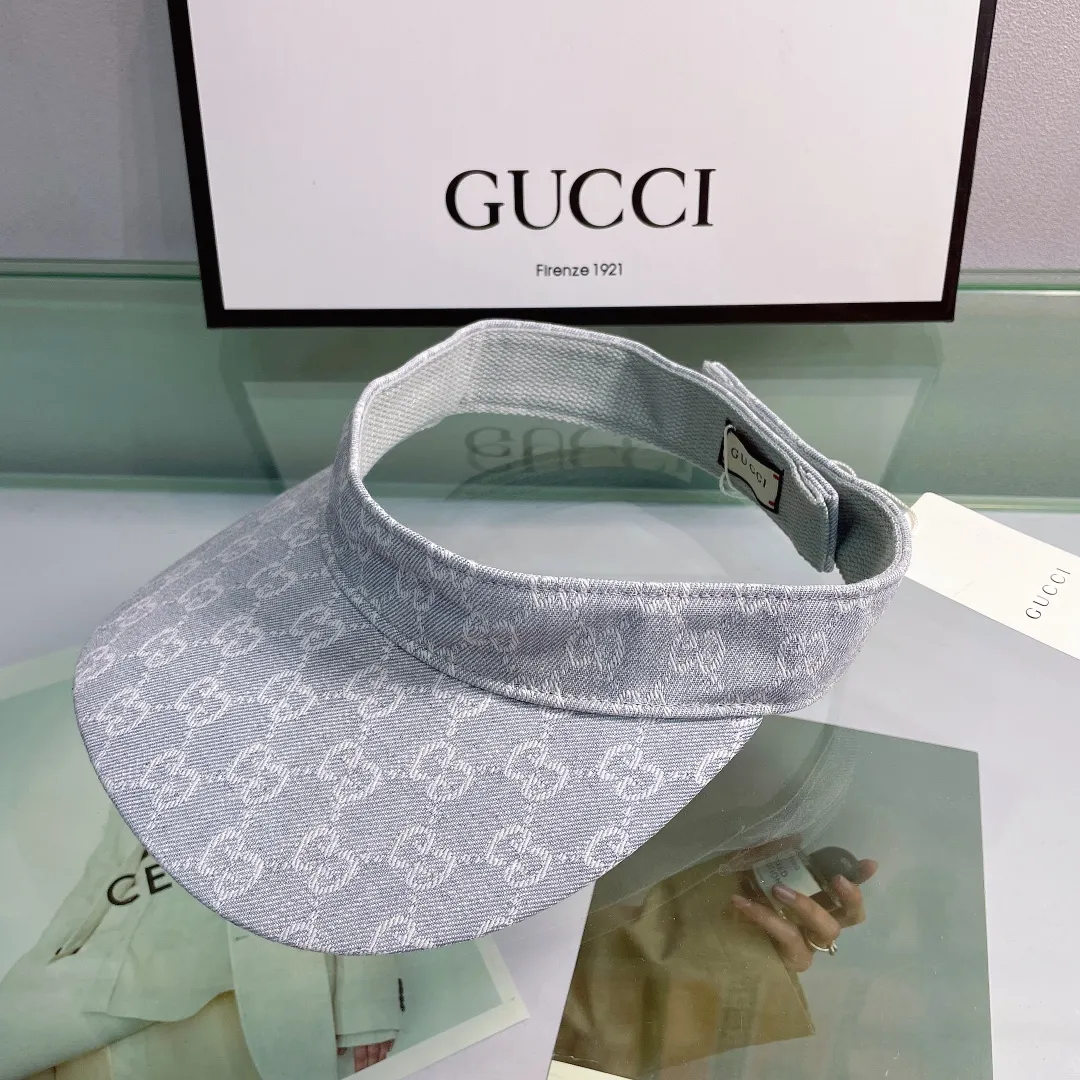 P70 Gucci new peaked cap, sun visor, empty top sun hat, super high-end, counter pattern printing, Velcro adjustment