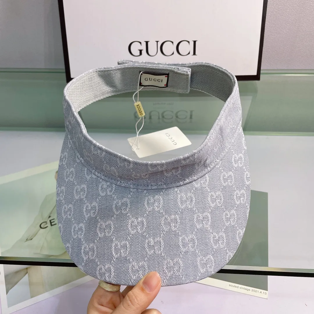 P70 Gucci new peaked cap, sun visor, empty top sun hat, super high-end, counter pattern printing, Velcro adjustment