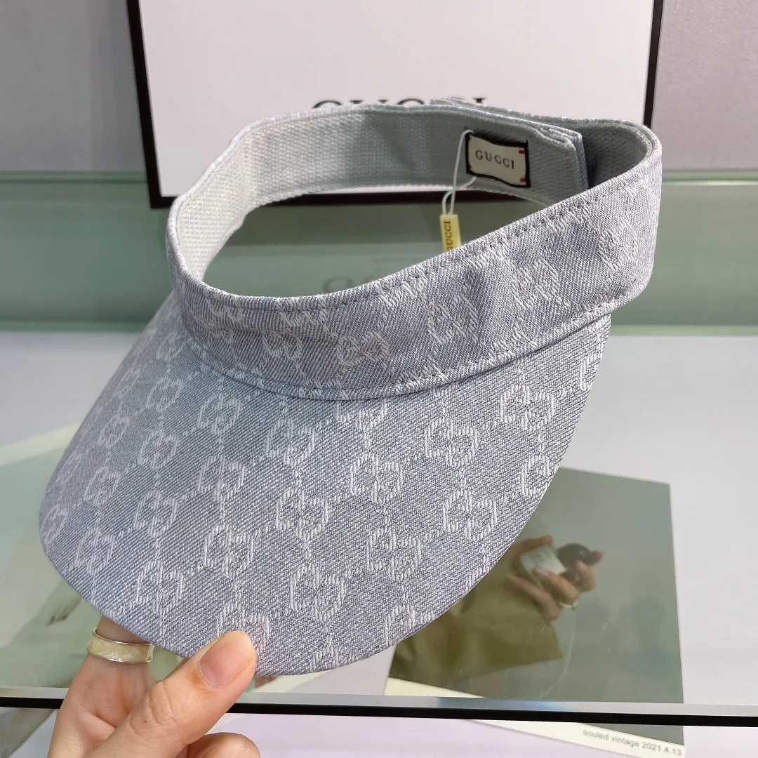 P70 Gucci new peaked cap, sun visor, empty top sun hat, super high-end, counter pattern printing, Velcro adjustment