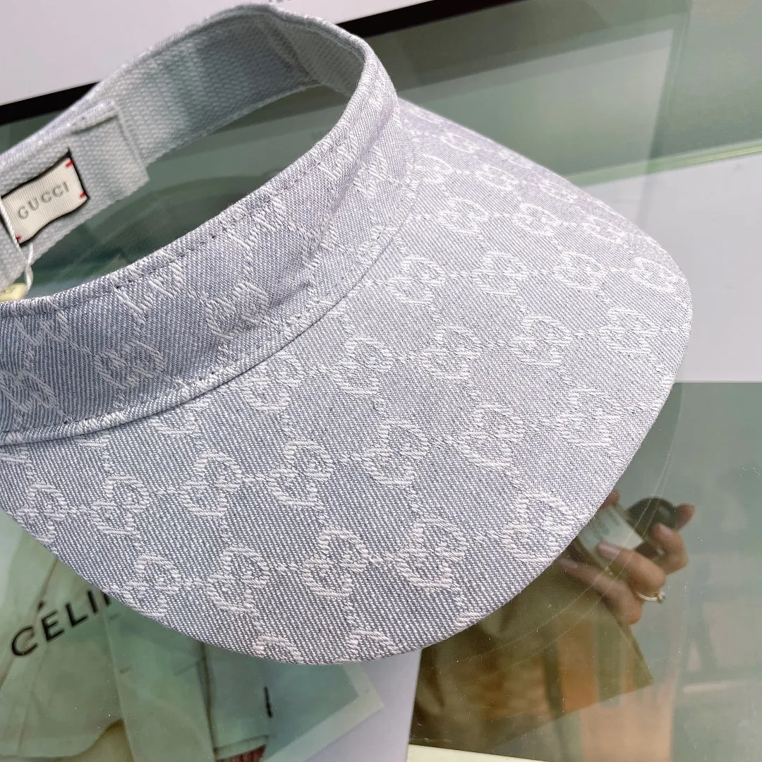 P70 Gucci new peaked cap, sun visor, empty top sun hat, super high-end, counter pattern printing, Velcro adjustment