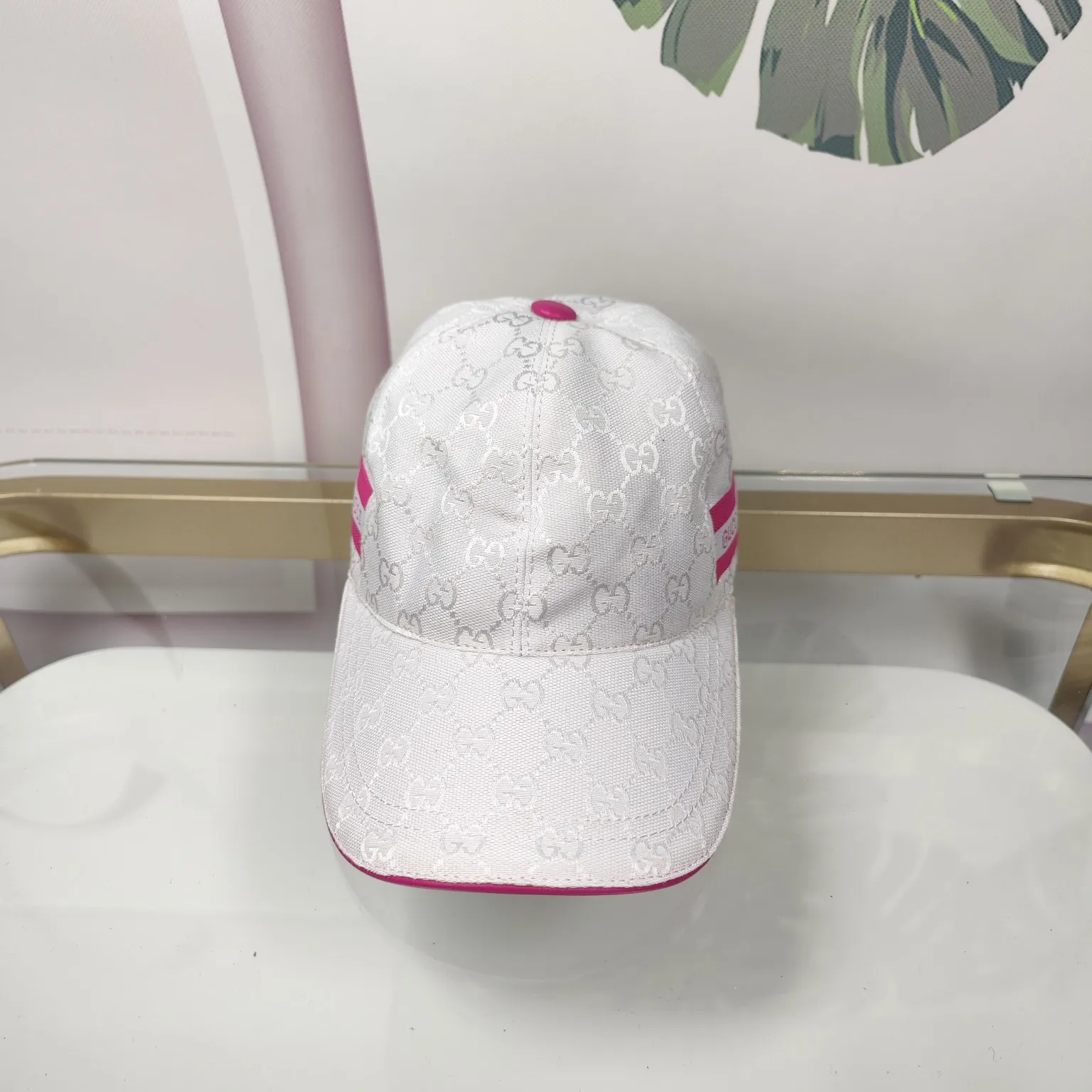 Batch 90 GUCCI--white double G high version original single pair flower official website baseball cap