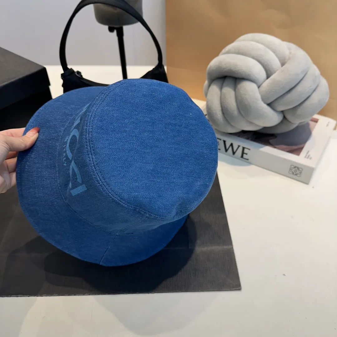P80 GUCCI Gucci 2025 counter new washed denim fisherman hat, very trendy! Casual and sports style, classic production, super easy to match!