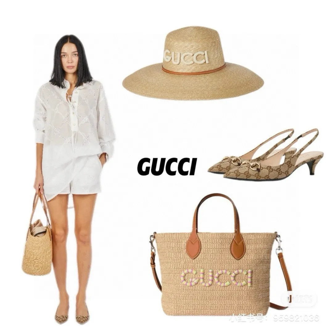 💰240¥ Gucci official straw hat, official one-to-one custom molding, head circumference 57cm