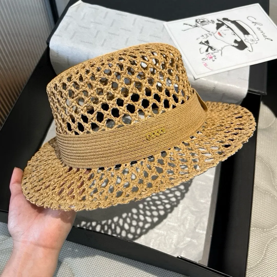 💰160¥ Gucci flat top hat, hollow sun hat, small top hat, head circumference 57cm