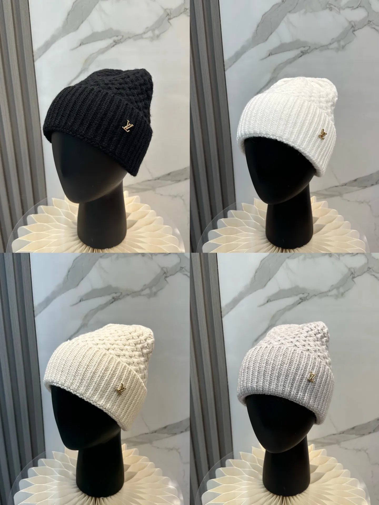 P46 ⚫️Lv new autumn and winter knitted hat, very versatile, unisex. Dear friends, you can see the details, the workmanship is neat, breathable and comfortable, and made of imported wool material! A must-have for fashionistas!