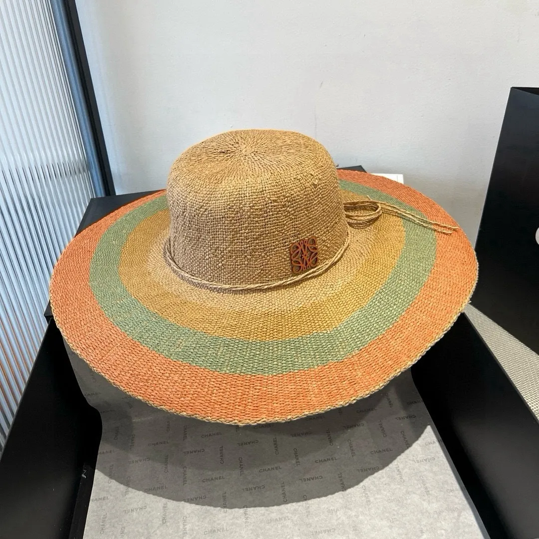 💰130¥ ＬＯＥＷＥLoewee new straw hat, hand-crocheted straw hat, large brim straw hat, sunshade beach hat, foldable, easy to carry, head circumference 57cm