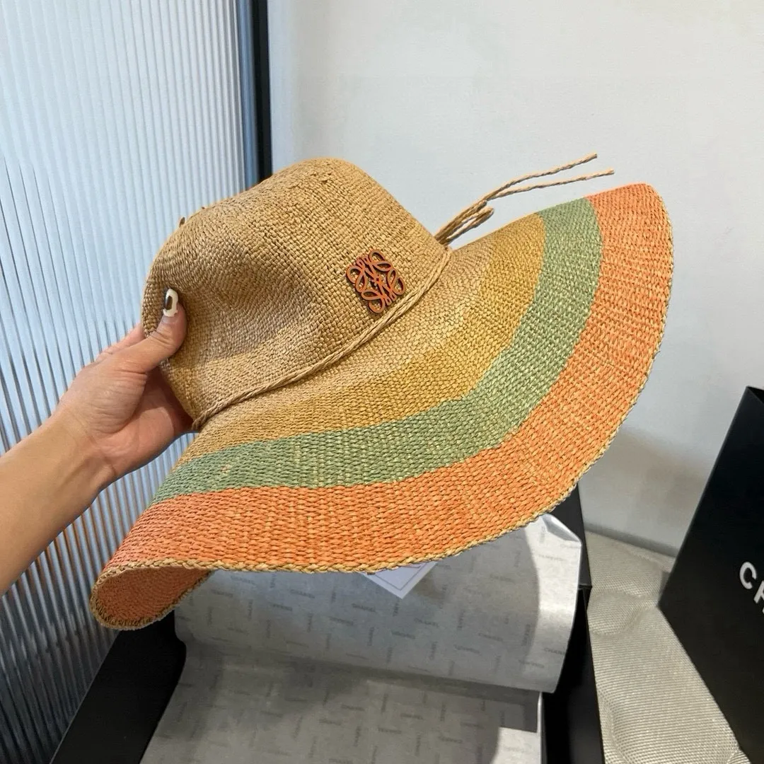 💰130¥ ＬＯＥＷＥLoewee new straw hat, hand-crocheted straw hat, large brim straw hat, sunshade beach hat, foldable, easy to carry, head circumference 57cm