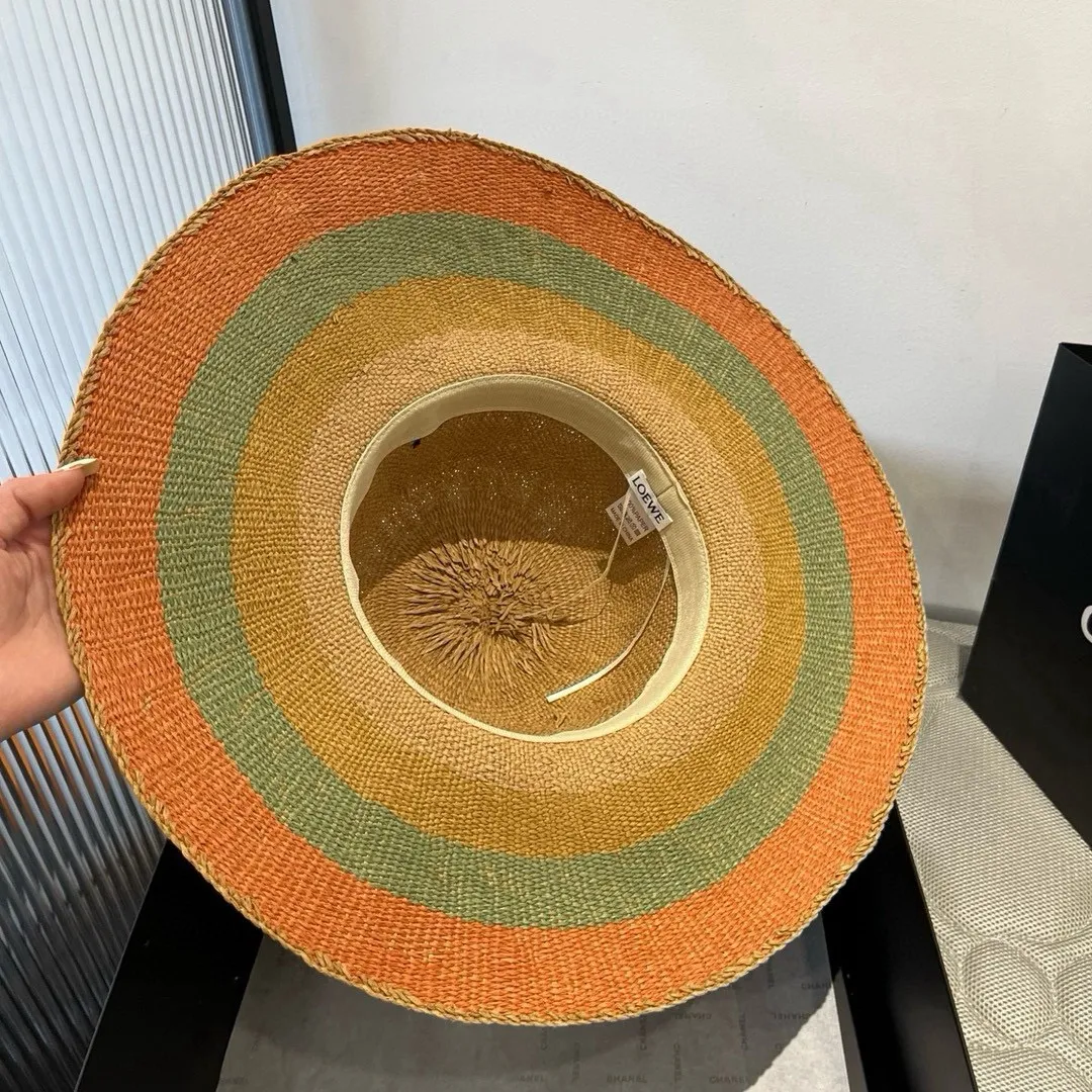 💰130¥ ＬＯＥＷＥLoewee new straw hat, hand-crocheted straw hat, large brim straw hat, sunshade beach hat, foldable, easy to carry, head circumference 57cm