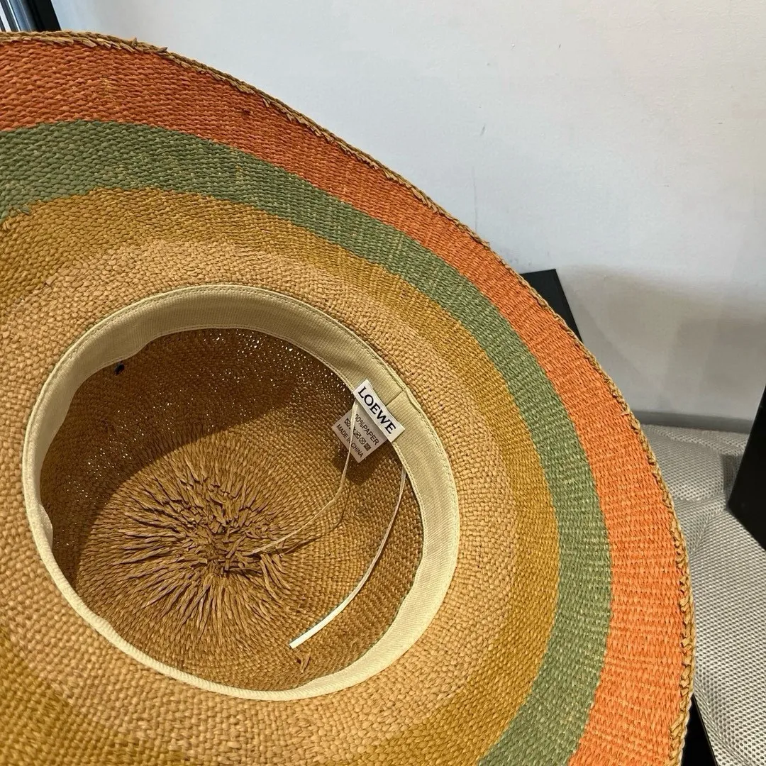 💰130¥ ＬＯＥＷＥLoewee new straw hat, hand-crocheted straw hat, large brim straw hat, sunshade beach hat, foldable, easy to carry, head circumference 57cm