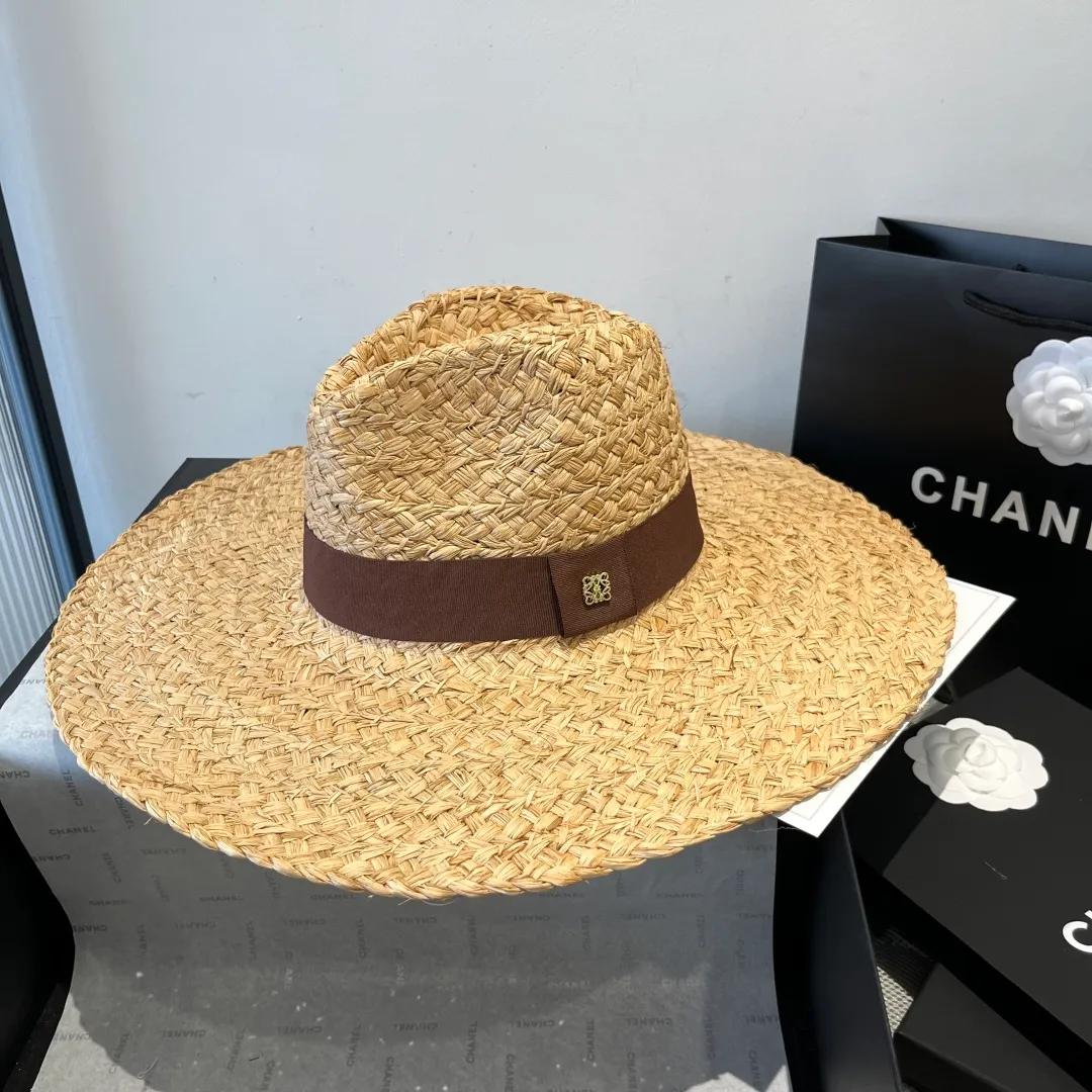 💰140¥ Loewe's new raffia hat, sunshade beach hat, head circumference 57cm