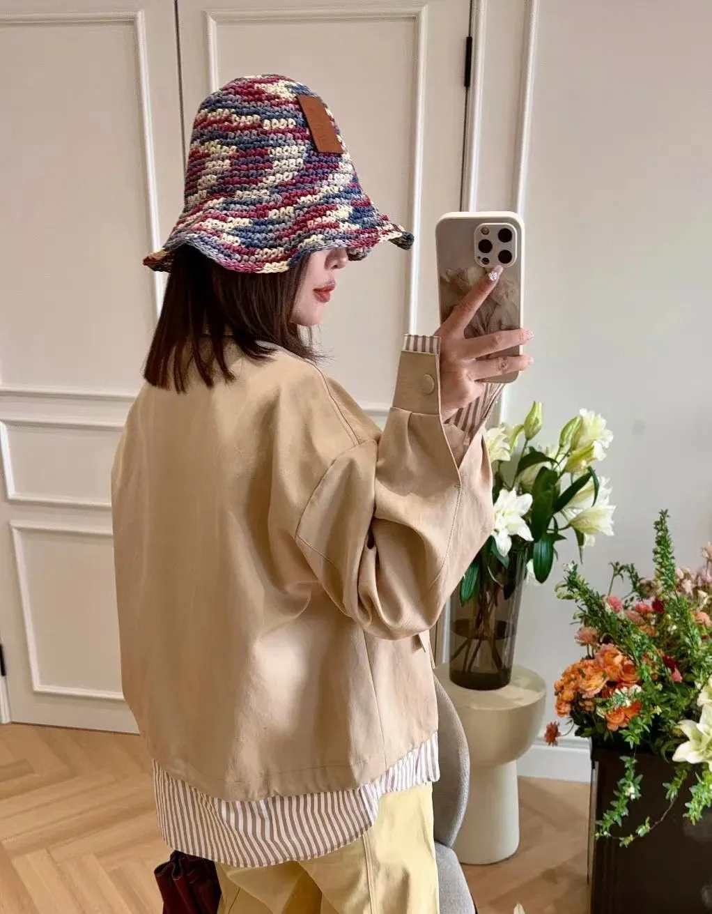 2⃣️5⃣Spring and summer new style️ꫛꫀꪝ❥—— 🖤Loewe logo straw hat 🆕Mixed purple mixed with orange 👌Purely hand-woven raffia 👒Head circumference 55～58cm