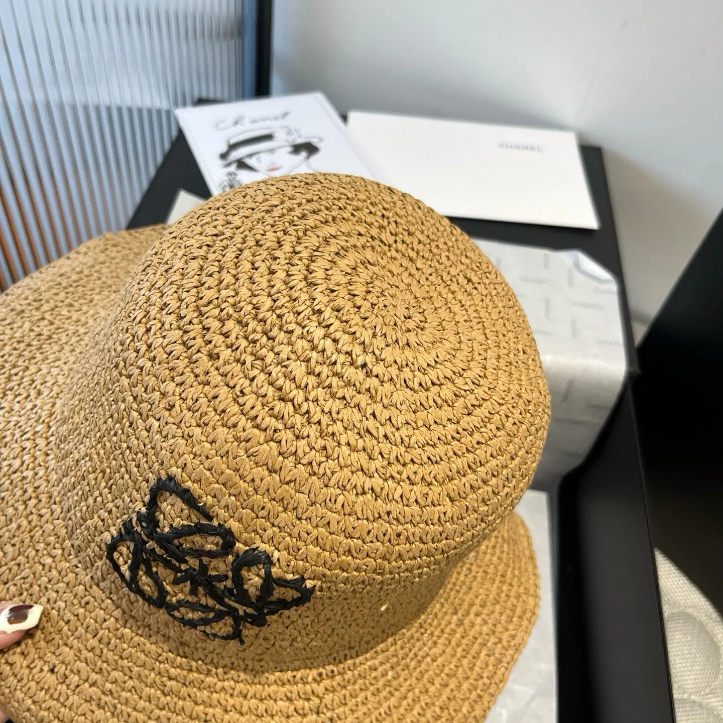 💰100¥ ＬＯＥＷＥLOEWE's new straw hat, hand-crocheted straw hat, foldable, easy to carry, head circumference 57cm
