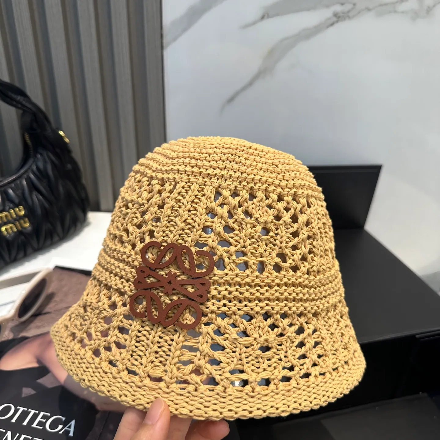 P70 LOEWE summer fisherman hat for women 2025 without makeup Internet celebrity versatile bucket hat sun protection face covering fashion basin hat