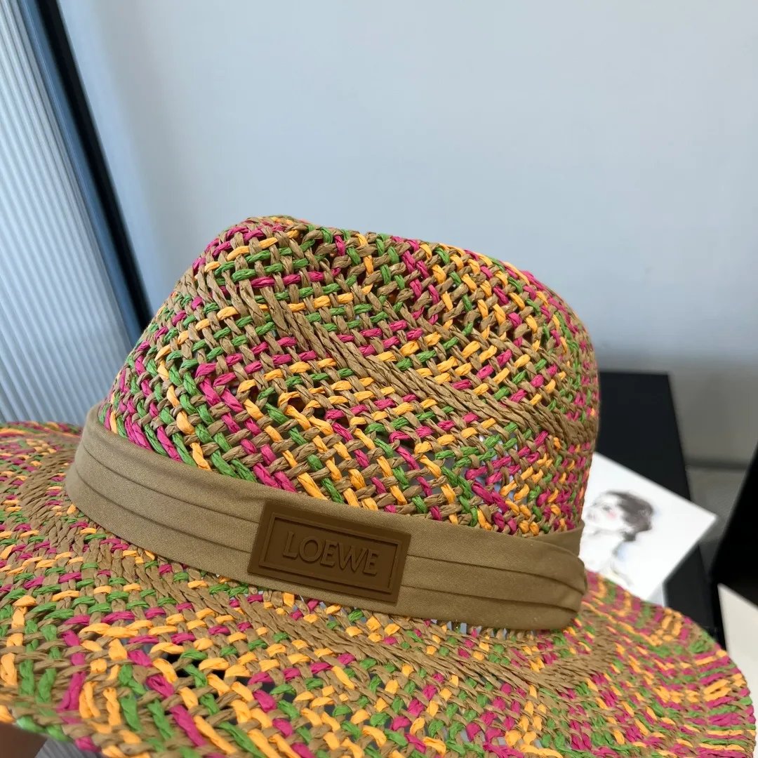 💰140¥ LOEWE's new raffia hat, natural grass, light and windproof rope, head circumference 57cm