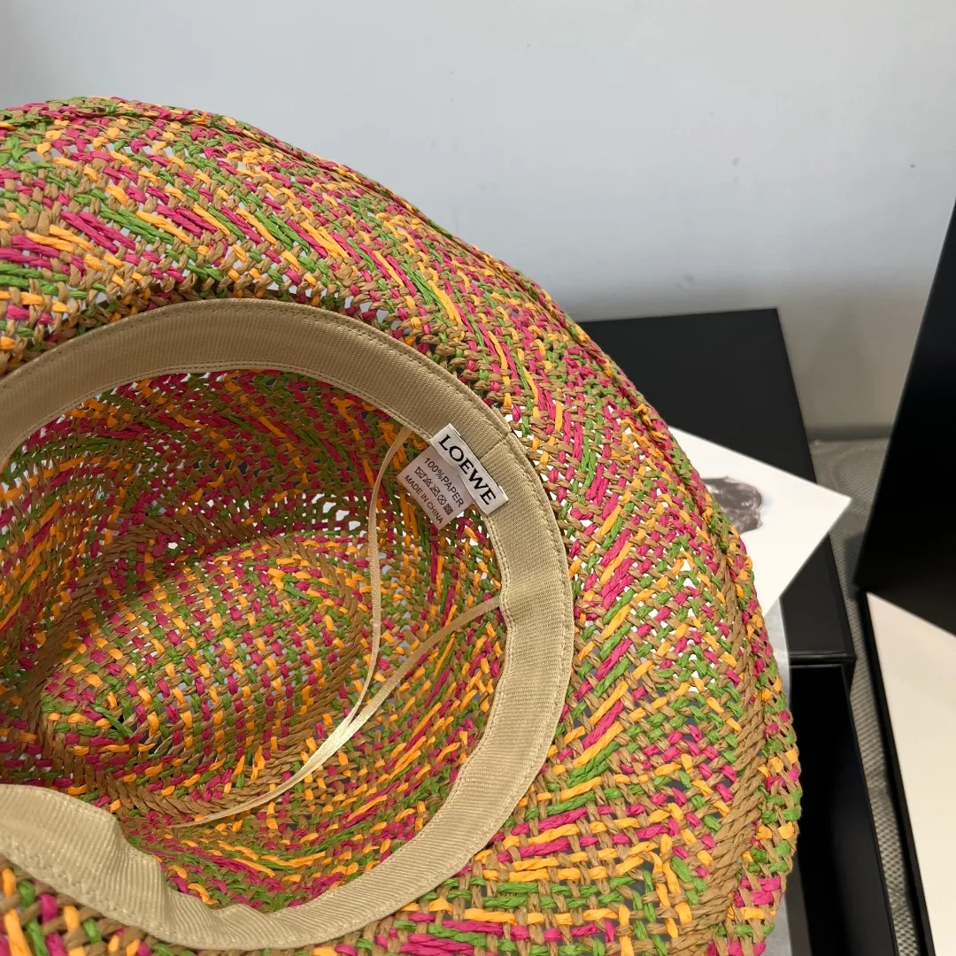 💰140¥ LOEWE's new raffia hat, natural grass, light and windproof rope, head circumference 57cm