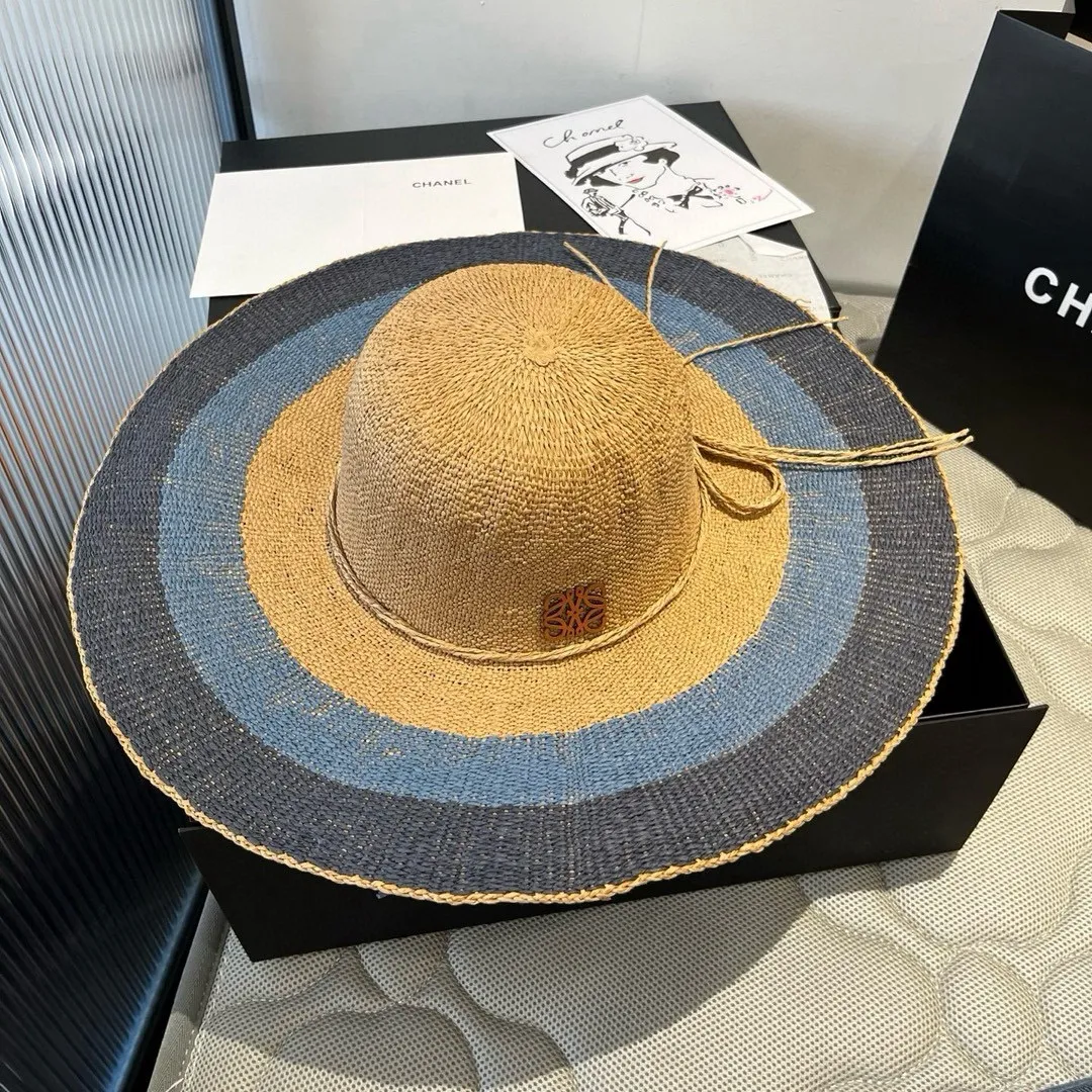 💰130¥ ＬＯＥＷＥLoewee new straw hat, hand-crocheted straw hat, large brim straw hat, sunshade beach hat, foldable, easy to carry, head circumference 57cm