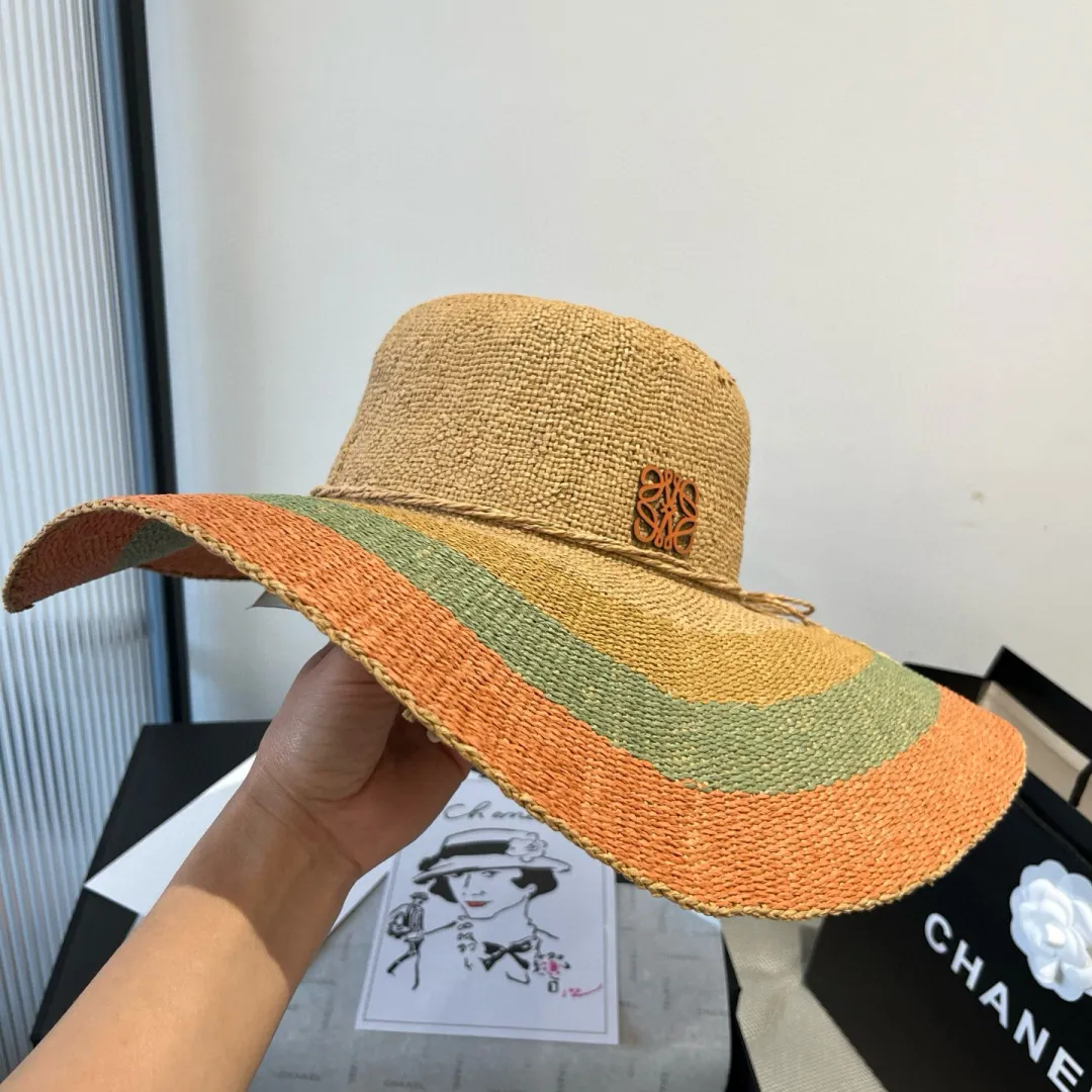 💰120¥ ＬＯＥＷＥLOEWE new straw hat, hand-crocheted straw hat, large brim straw hat, sunshade beach hat, foldable, easy to carry, head circumference 57cm