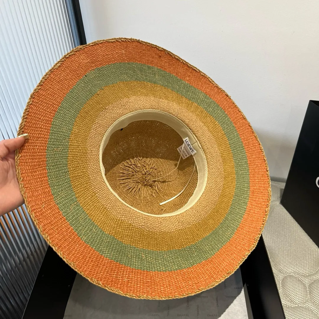 💰120¥ ＬＯＥＷＥLOEWE new straw hat, hand-crocheted straw hat, large brim straw hat, sunshade beach hat, foldable, easy to carry, head circumference 57cm
