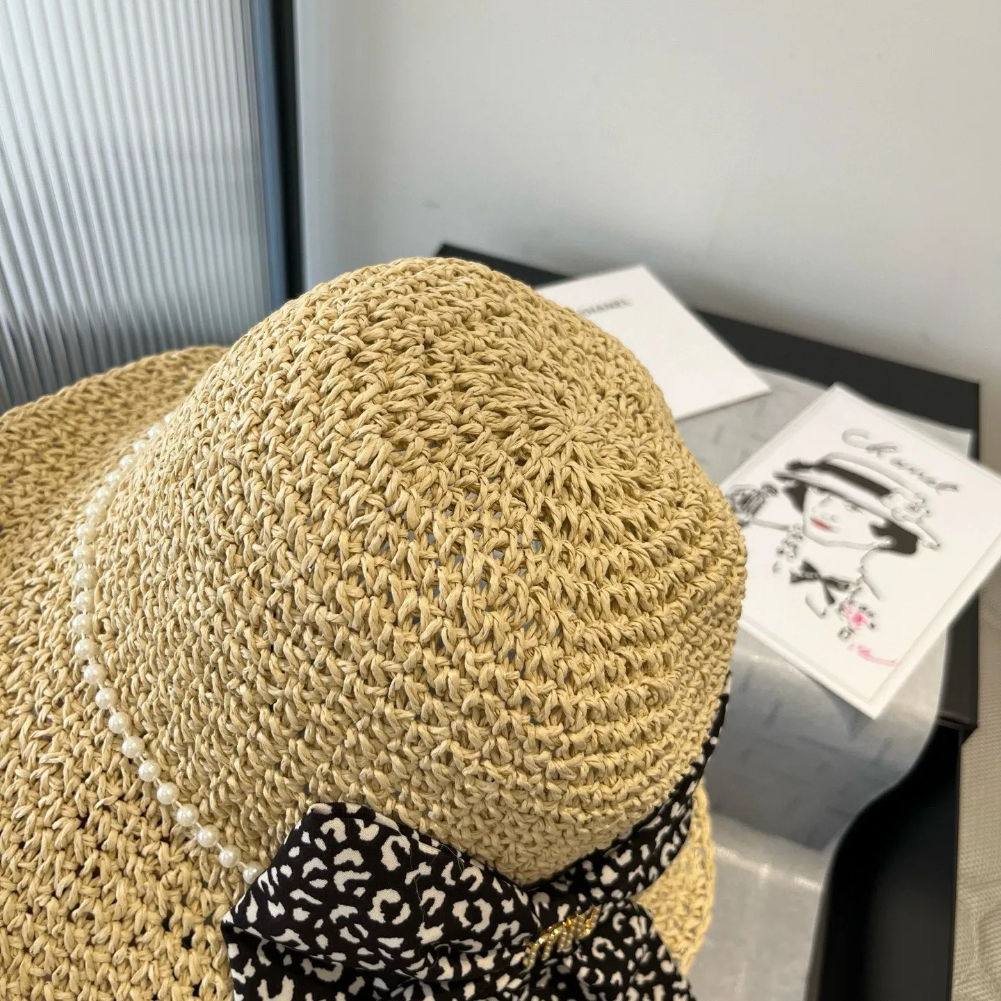 💰140¥ miumiu new straw hat, beach sun hat, head circumference 57cm, adjustable