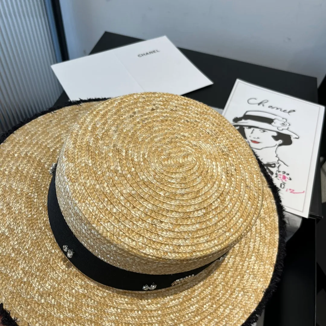 💰150¥ miumiu new straw flat top hat, head circumference 57cm