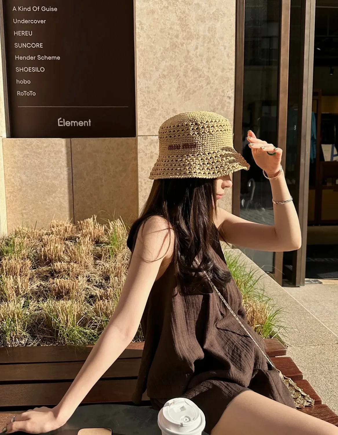 2⃣️5⃣️New ꫛꫀꪝ ❥—— ✨Imported raffia crochet straw hat ⚜️miumiu embroidery counter style versatile fashion style 🤩natural color