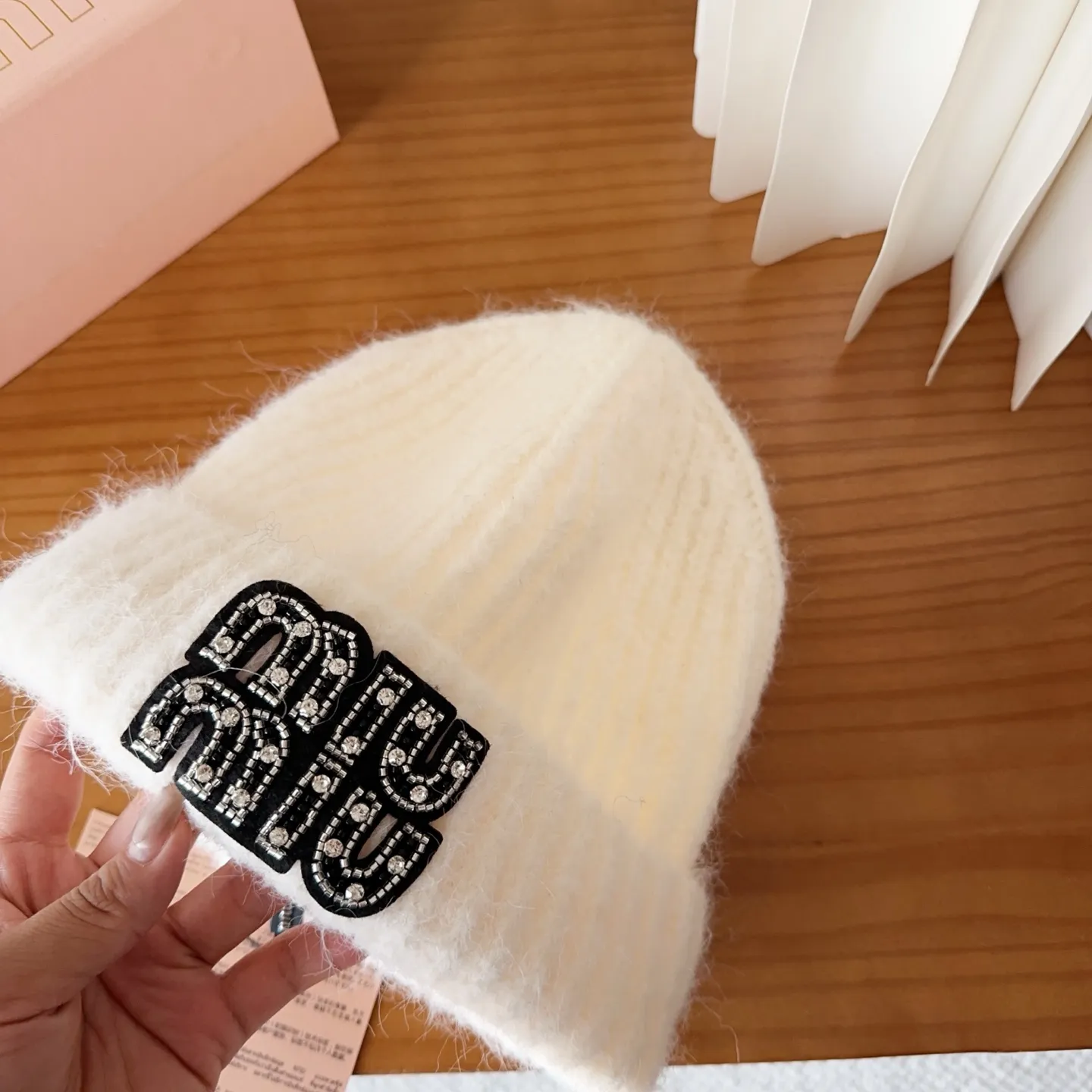 🉐️120 miumiu new autumn and winter knitted beanie This is so cute! The earmuffs are such a beauty! Soft and waxy
