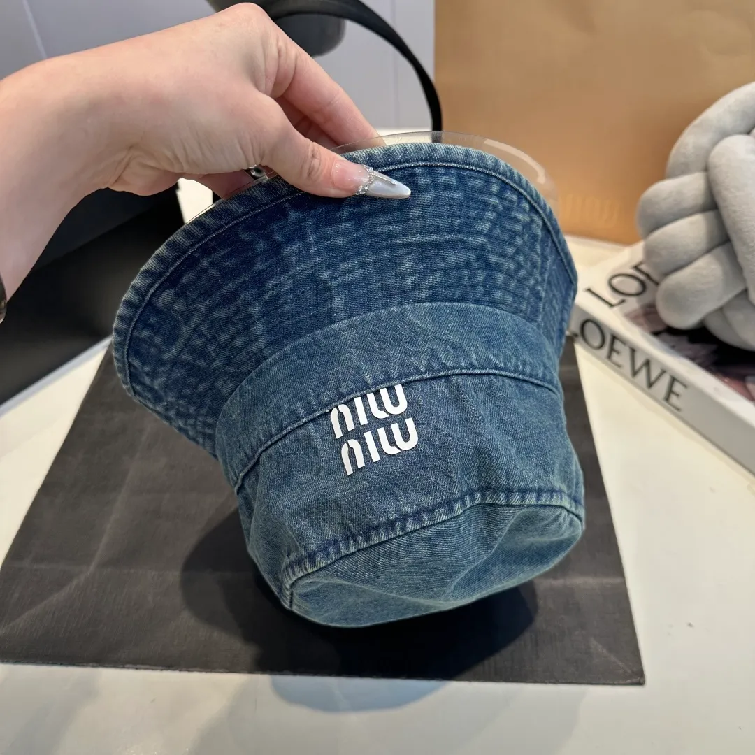 P60 miumiu high-end denim fisherman hat, original quality, head circumference 57cm