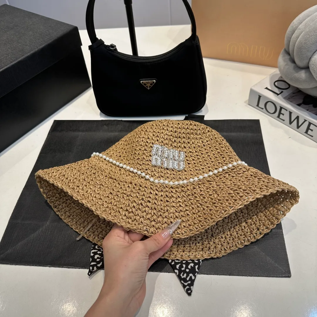 P60 miumiu new flat-top sun hat, straw sun hat, head circumference 57cm