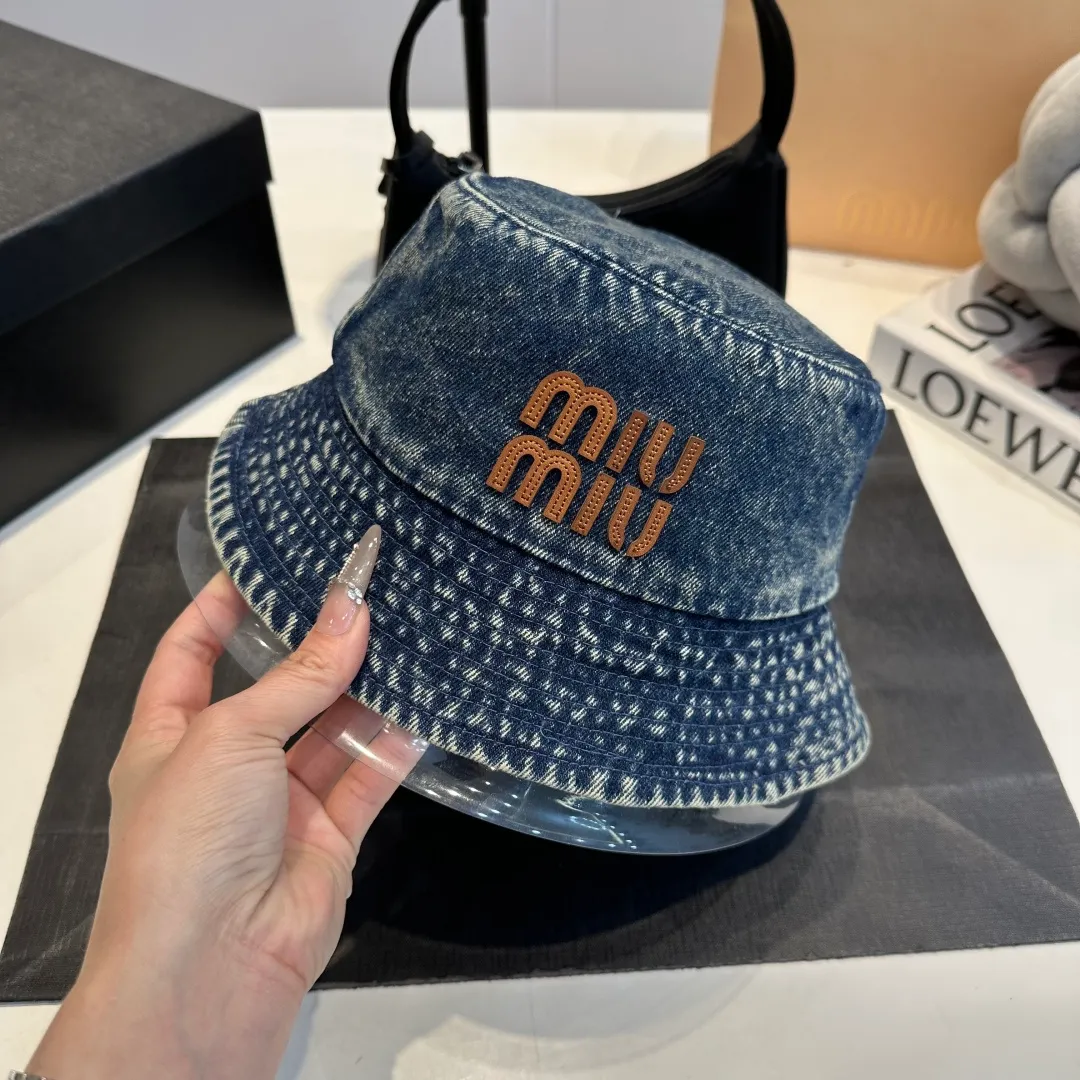 P60 miumiu high-end denim fisherman hat, original quality, head circumference 57cm