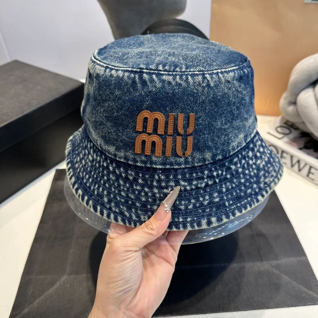 P60 miumiu high-end denim fisherman hat, original quality, head circumference 57cm