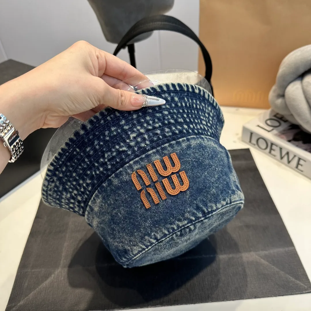P60 miumiu high-end denim fisherman hat, original quality, head circumference 57cm