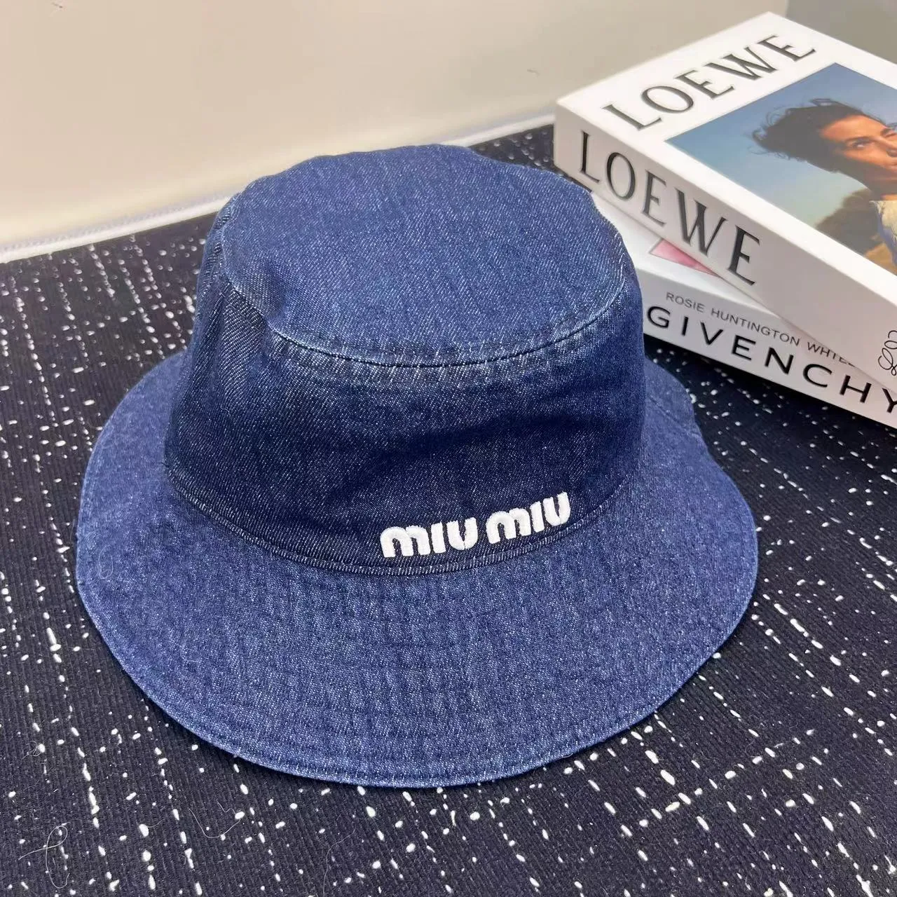 New 🔥High quality shipped miumiu denim fisherman hat embroidered style