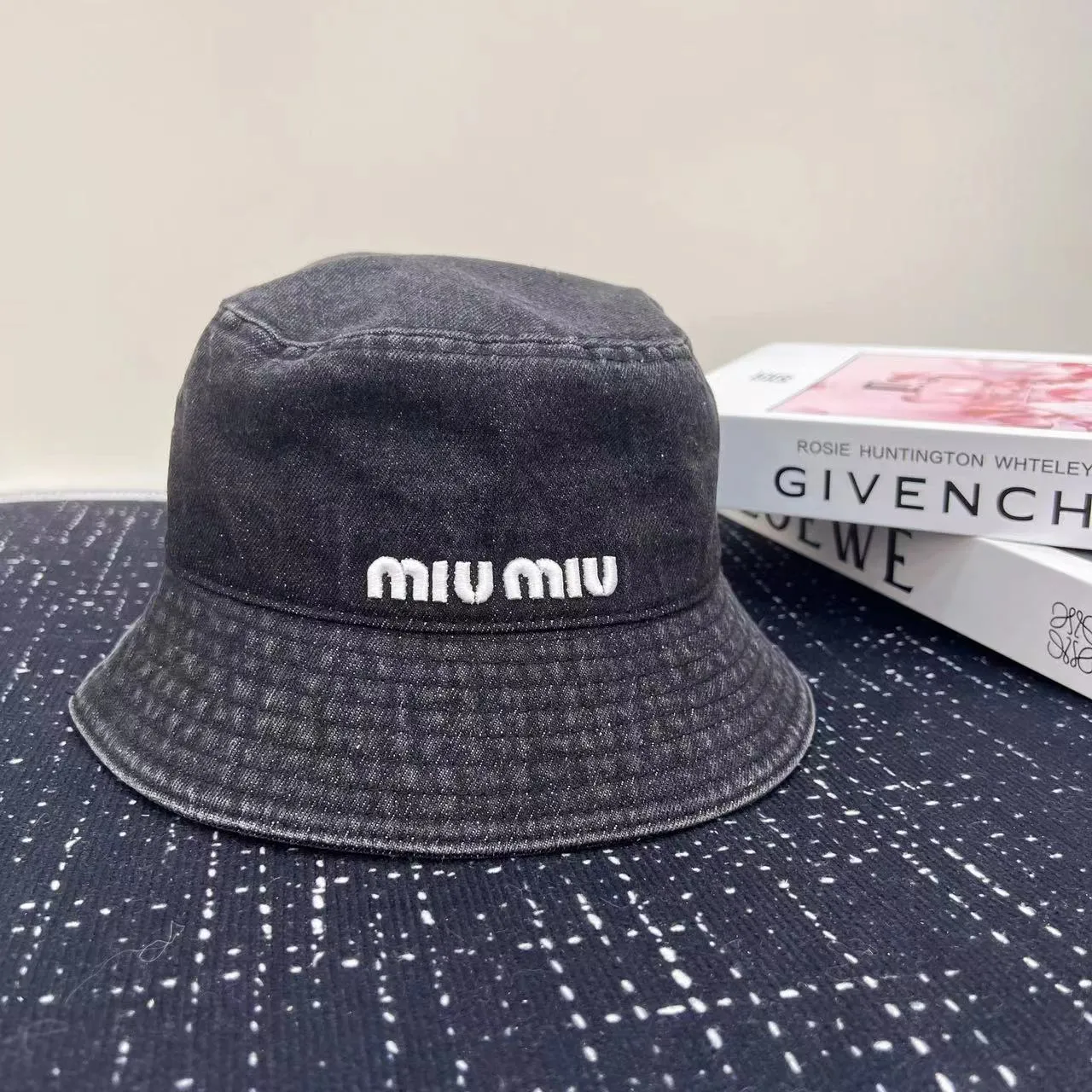 New 🔥High quality shipped miumiu denim fisherman hat embroidered style