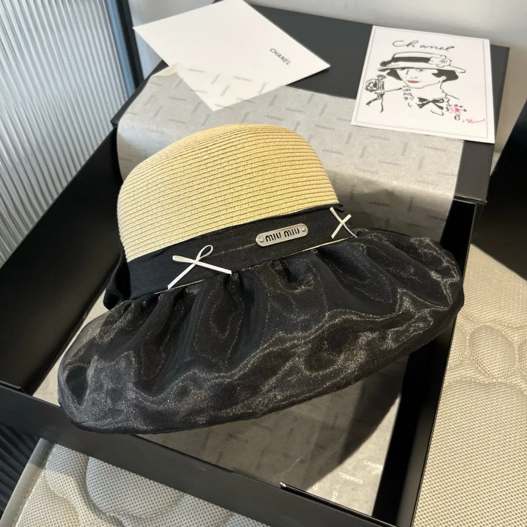 💰120¥ miumiu new lantern hat, sunshade straw hat, anti-UV brim, head circumference 57cm
