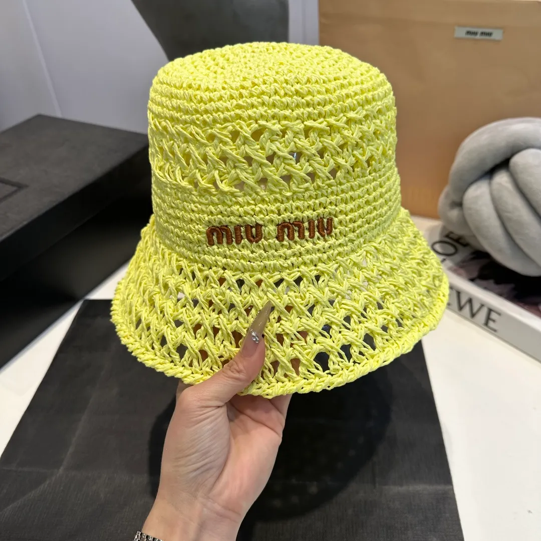 P60 miumiu embroidered handhook hat, ladylike round hat, high-end customization, head circumference 57cm