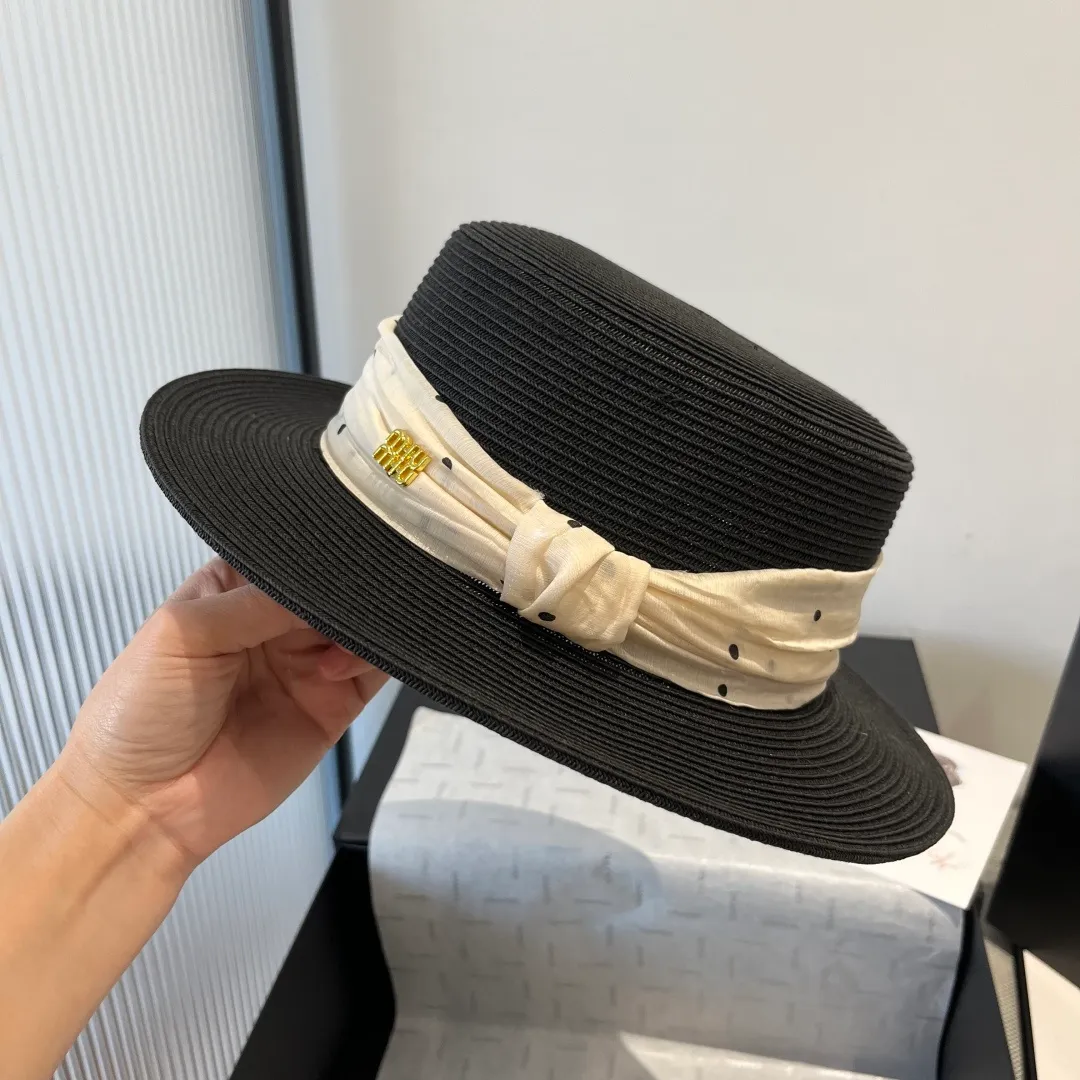 💰150¥ miumiu new flat-top sun hat, straw sun hat, head circumference 57cm
