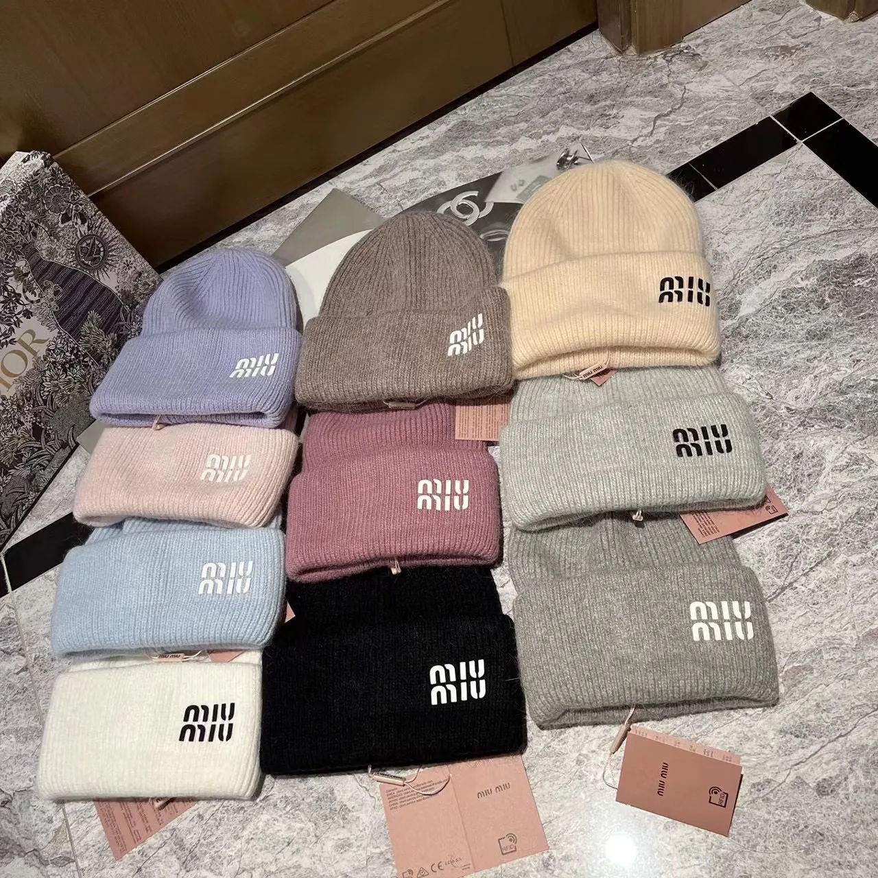 MiuMiu rabbit fur knitted hat