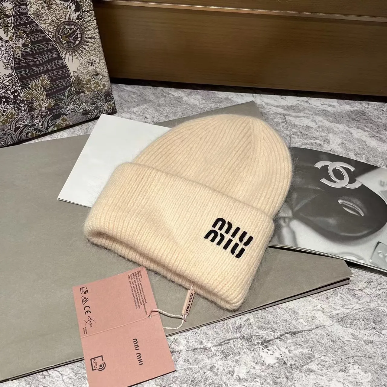MiuMiu rabbit fur knitted hat